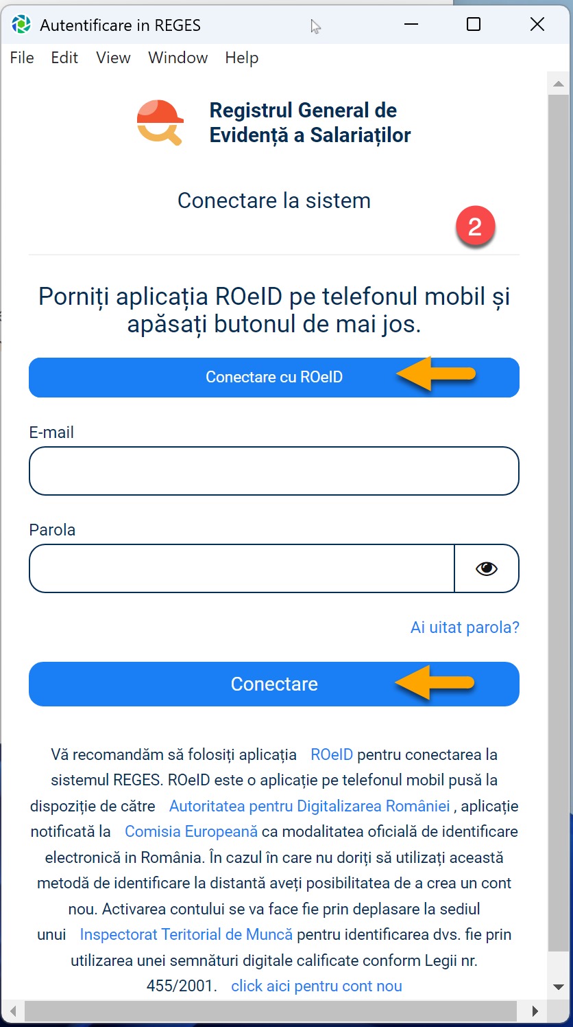 Configurarea conexiunii intre Revisal Plus si REGES Online