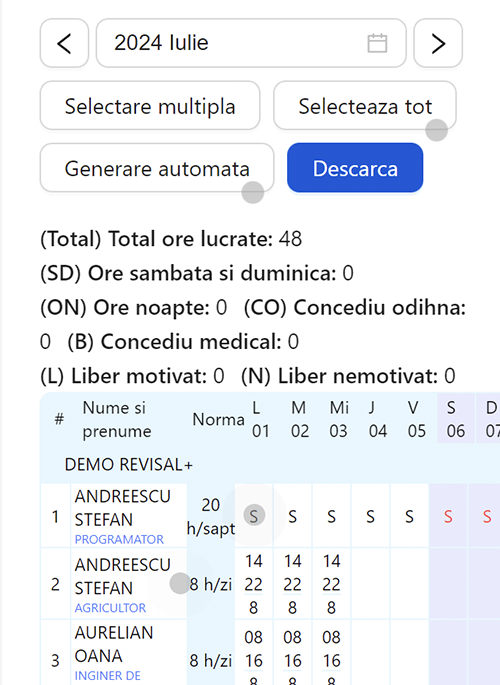 Generare pontaj Reges Plus