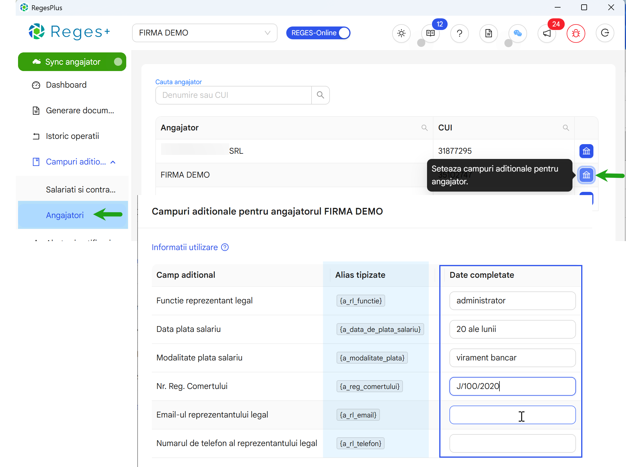 Reges Plus - extensie Reges Online